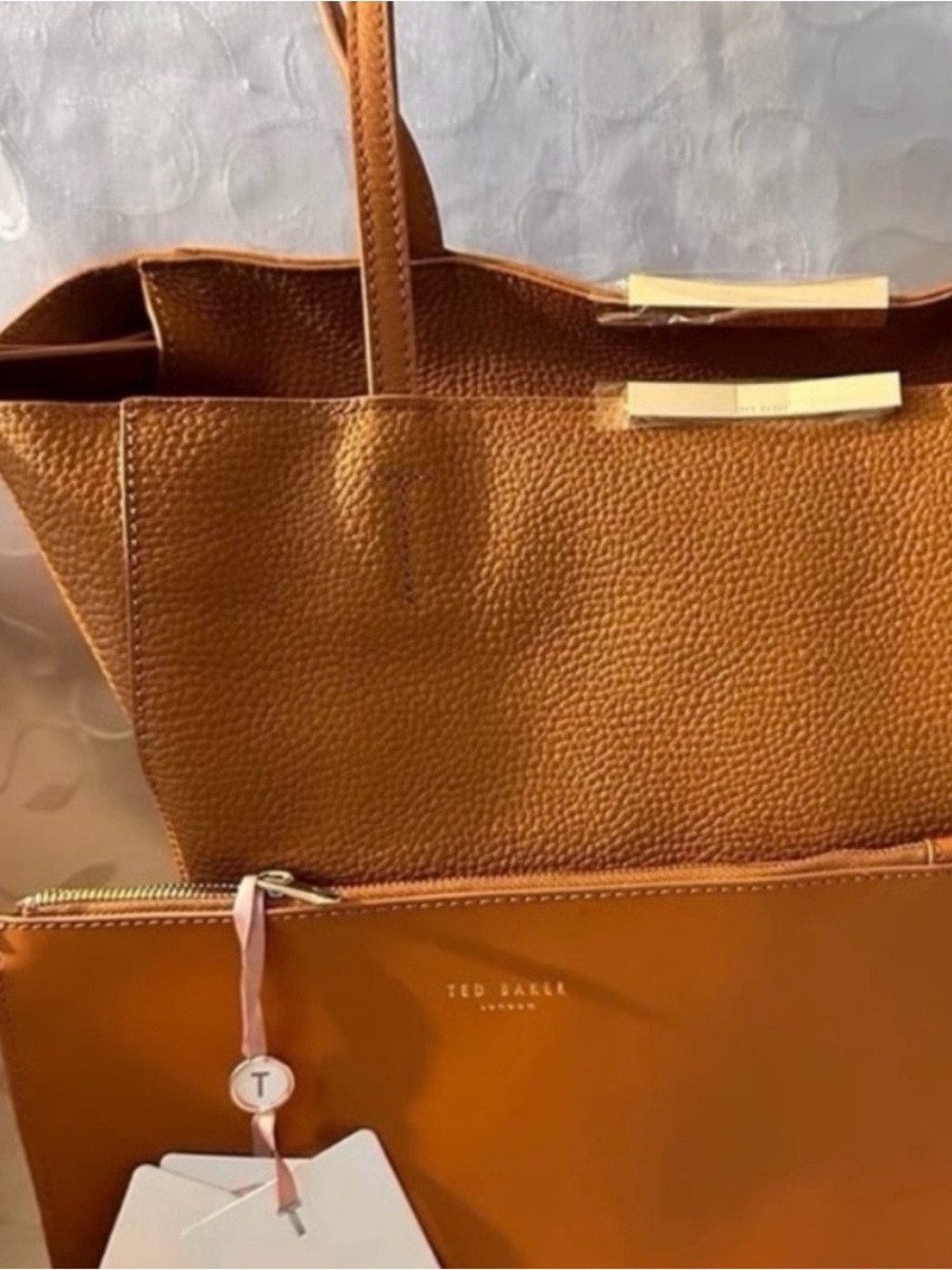 Ted Baker Camel Leather Tote with Silver Accent - Picture 2 of 8